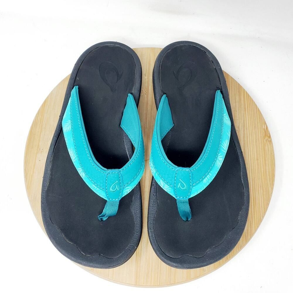 Olukai Ohana Sandals Womens 5 Teal Blue Flip Flop Thong Pool Beach‎ Shoes - Picture 4 of 12